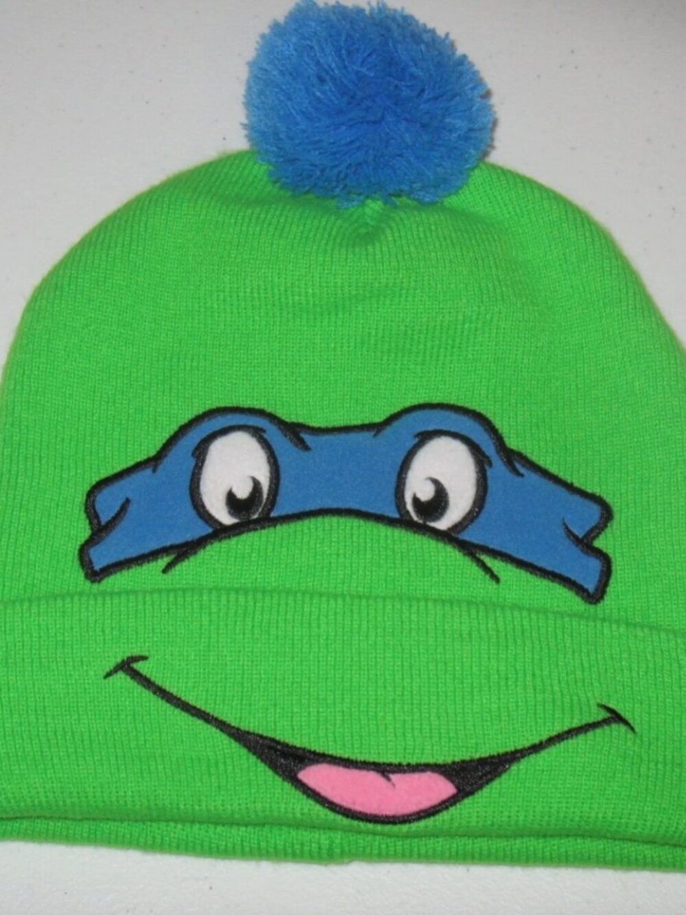 Nickelodeon Tag Teenage Mutant Ninja Turtles Winter Beanie Hat Leonardo Face VGC